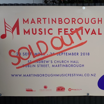 'Sold out' sign at the entrance to the concerts