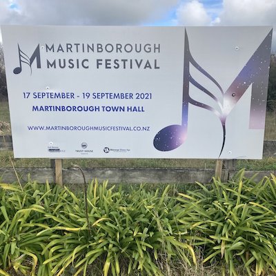 The advertising board showing the 2021 ‘dark sky’ logo