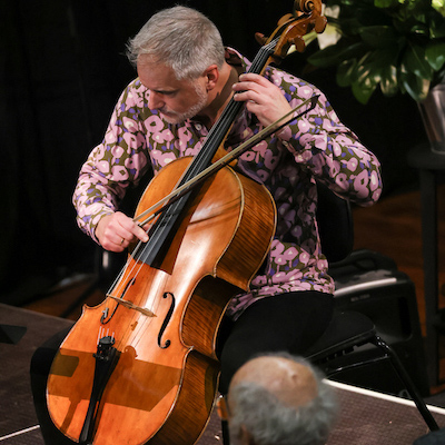 Ashley Brown playing cello at the 2023 Festival Photo: Pete Monk