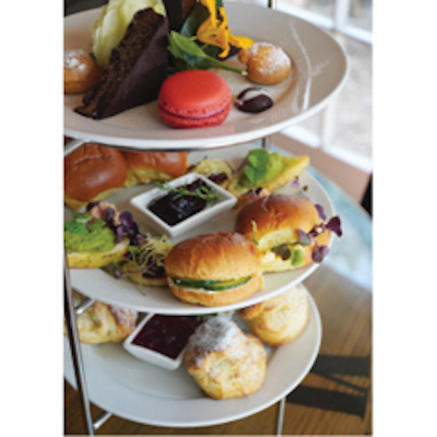 A plate of cakes and sandwiches from the Tirohana high tea