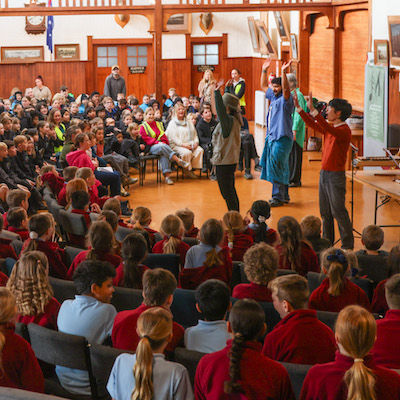 A schools concerts in the Anzac hall Featherston